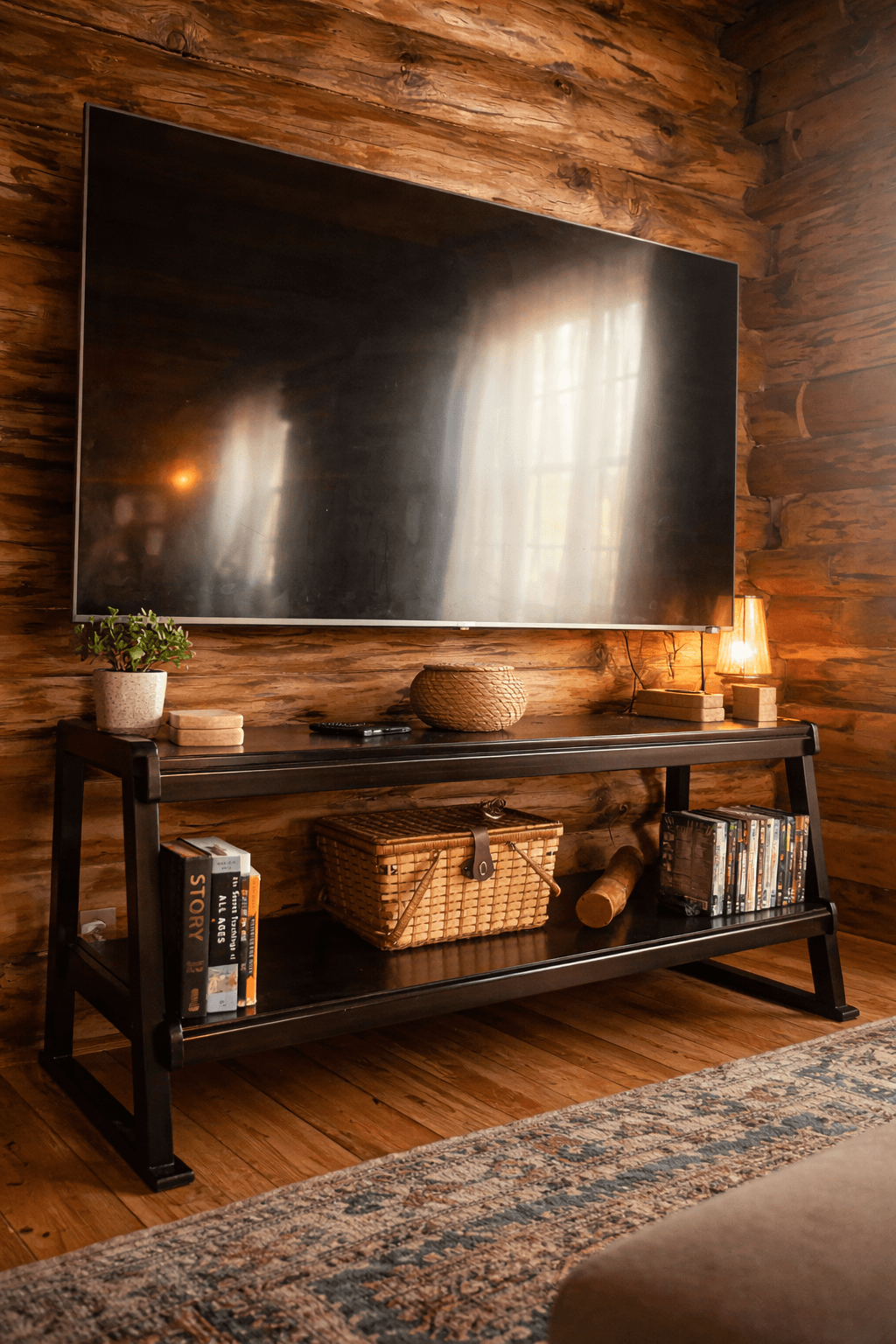 Warm wood interior living room